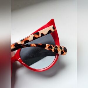 Betsey Johnson Red and Leopard Sunglasses